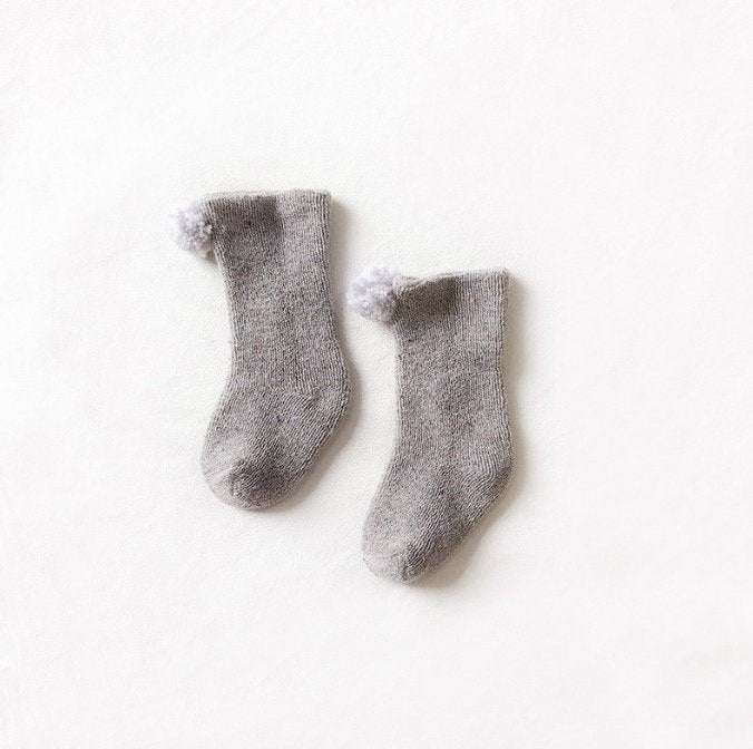 Pom Pom Socks - Grey