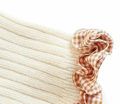 Check Frill Socks - Cream