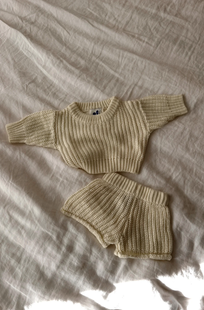 Chunky Knit Shorties - Husk